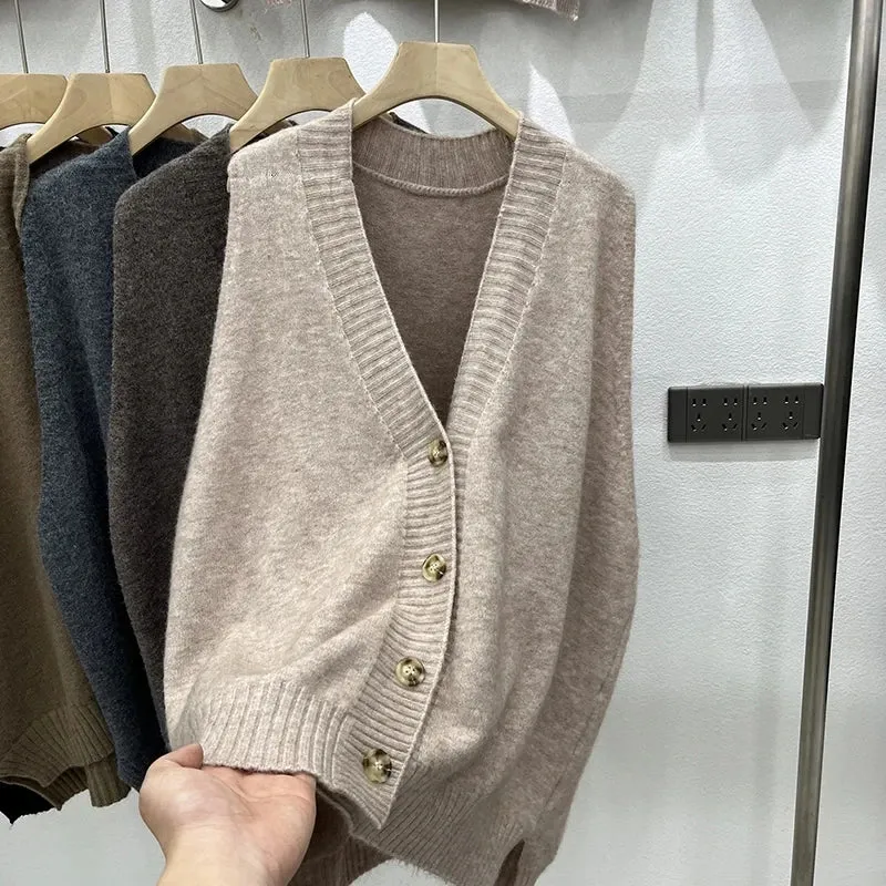 Solid Color Classic Cardigan Vest Women's V-Neck Sleeveless Waistcoat Maternity Knitwear Pregnant's Top Great Quality C-179