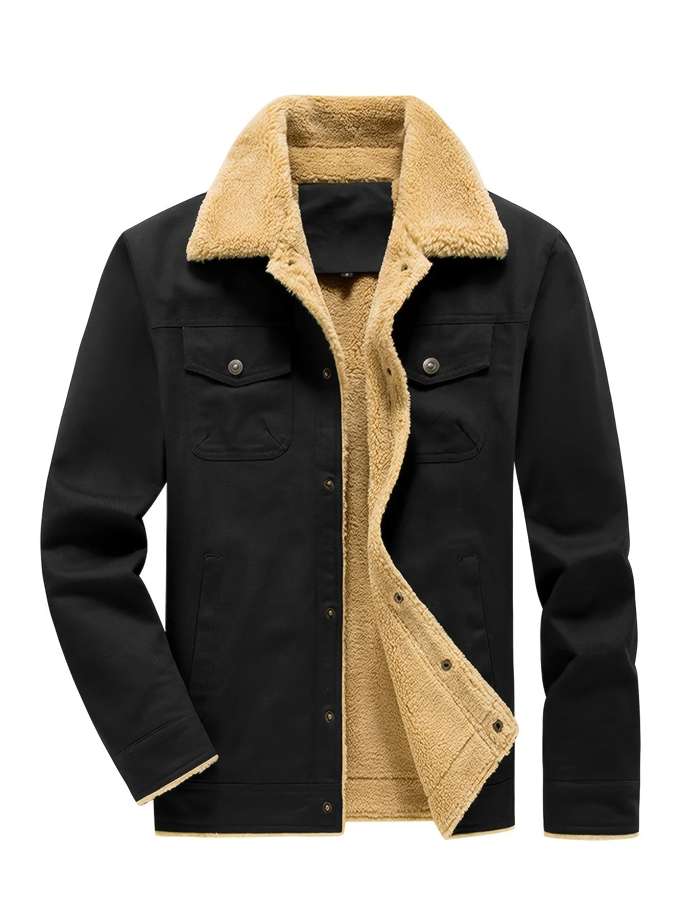 Stay Warm and Stylish All Winter with the Men's Color Block Fleece-Lined Winter Coat