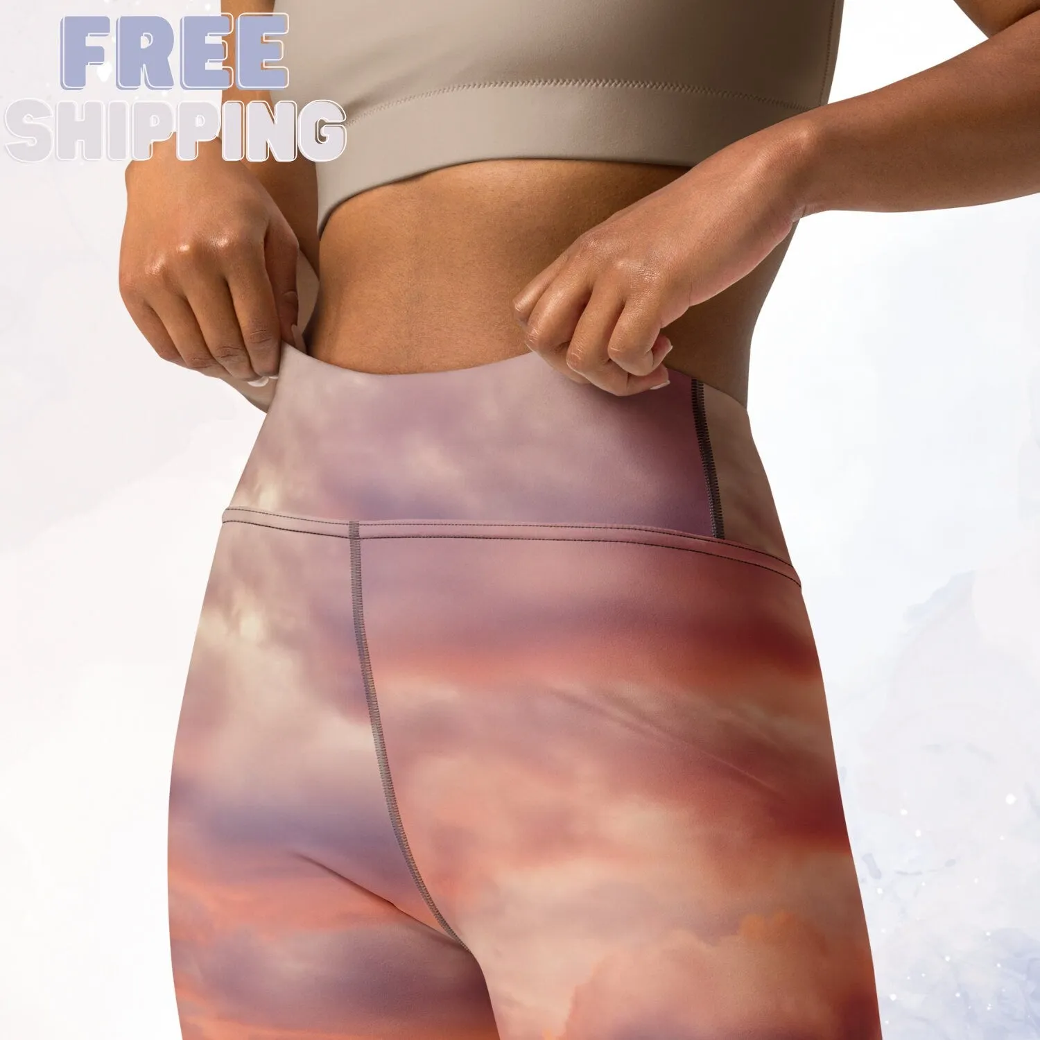 Sunset Photo Ocean Blue and Purple High Waist Comfort Leggings