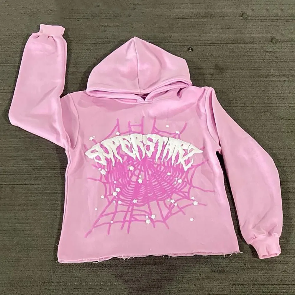 Superstar Spider Web Print Long Sleeve Hoodies