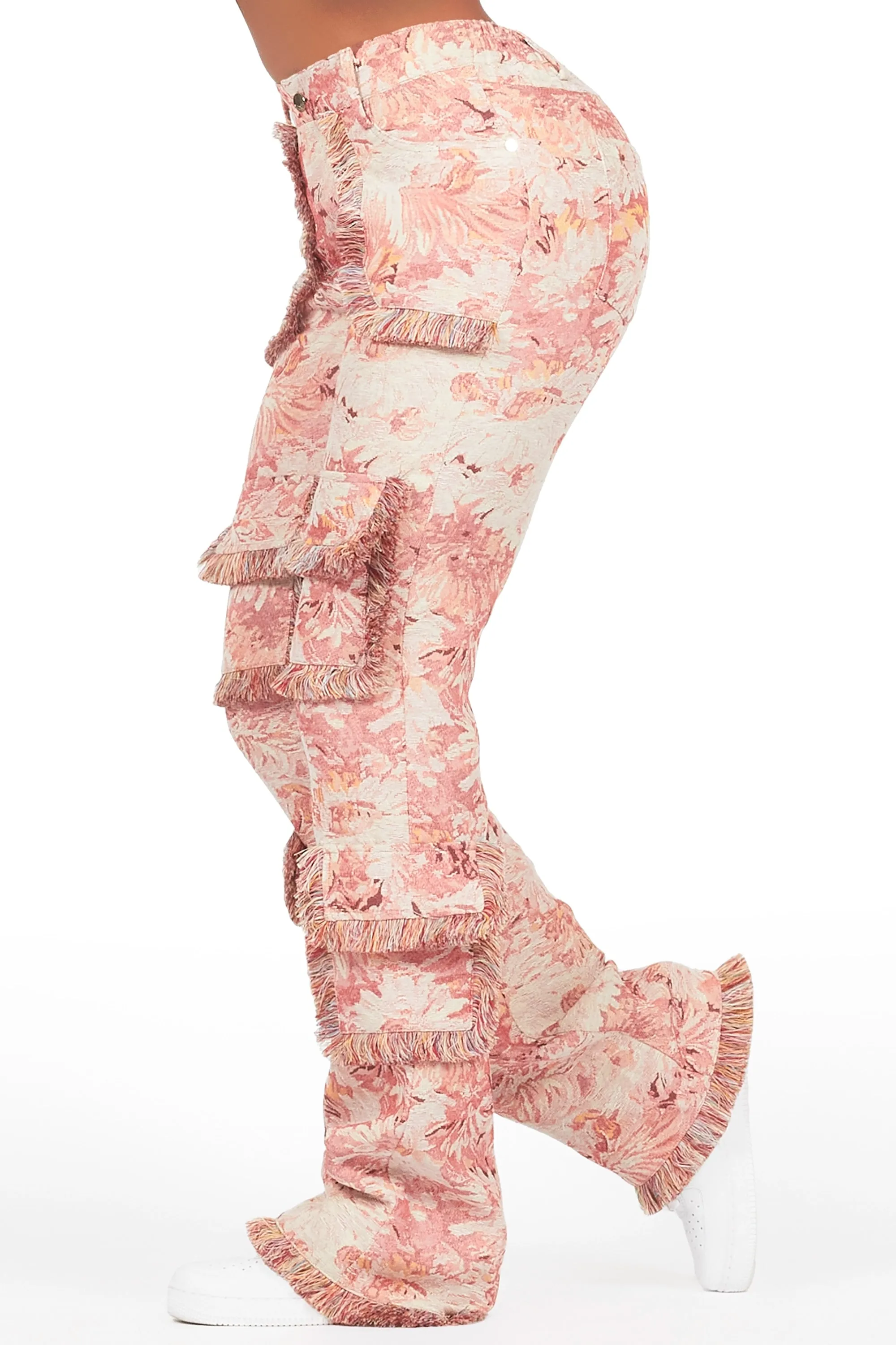 Takecia Pink Tapestry Stacked Pant