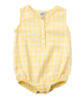 Tocoto Vintage Yellow Checked Romper