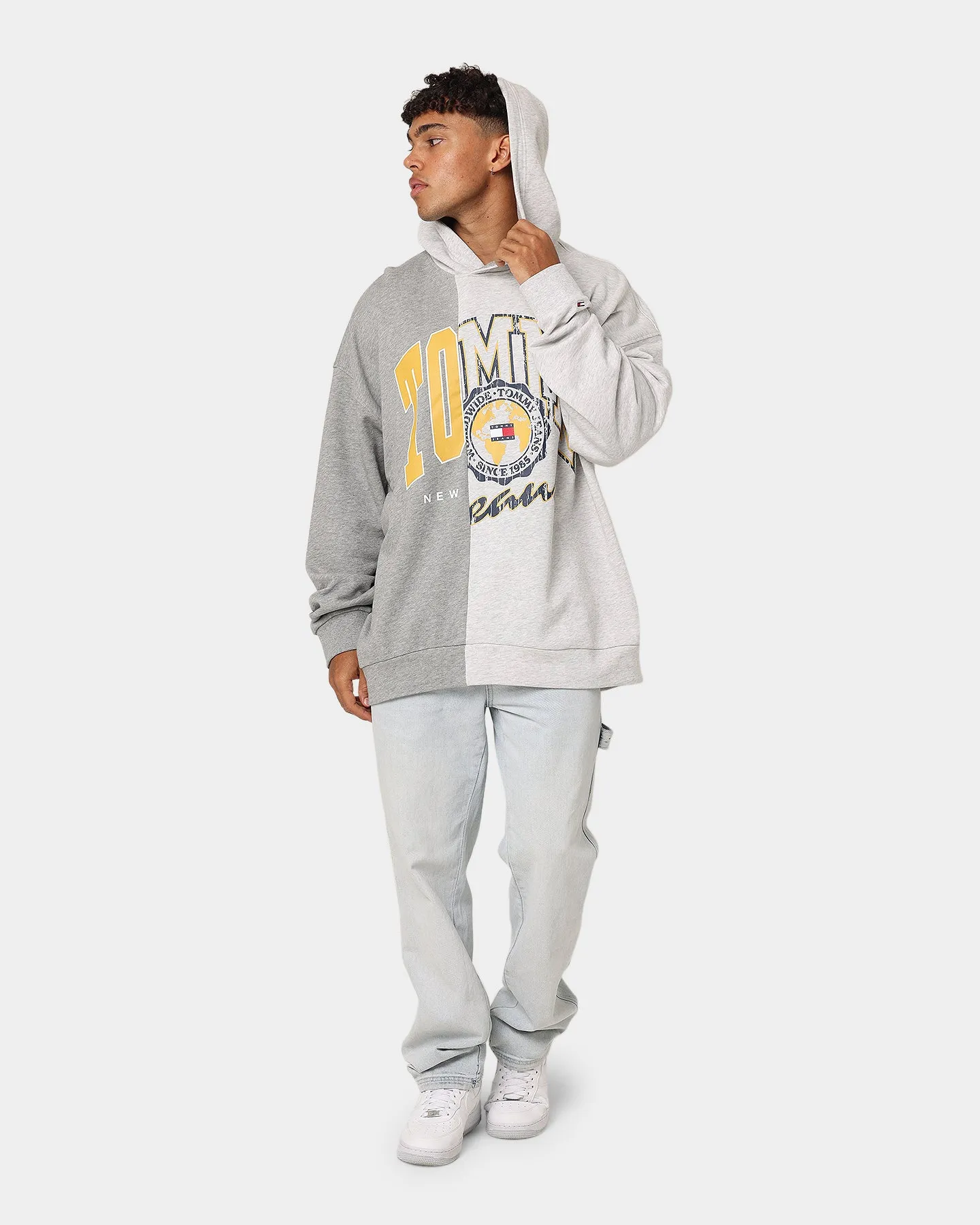 Tommy Jeans Archive Cut And Sew Hoodie Silver Grey Heather