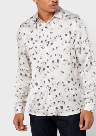 TOPMAN PREMIUM Mens grey floral viscose blend print shirt, L