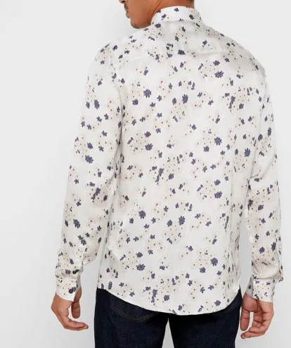 TOPMAN PREMIUM Mens grey floral viscose blend print shirt, L