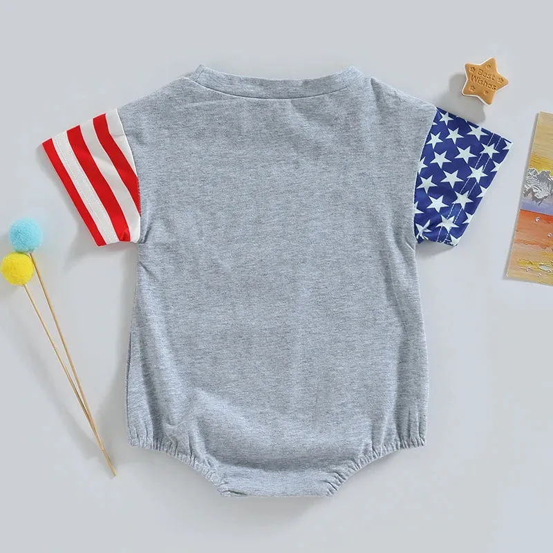 USA Romper for  Baby Girls & Boys, American Flag T-Shirt for Independence Day Party