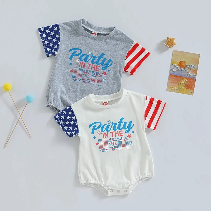 USA Romper for  Baby Girls & Boys, American Flag T-Shirt for Independence Day Party