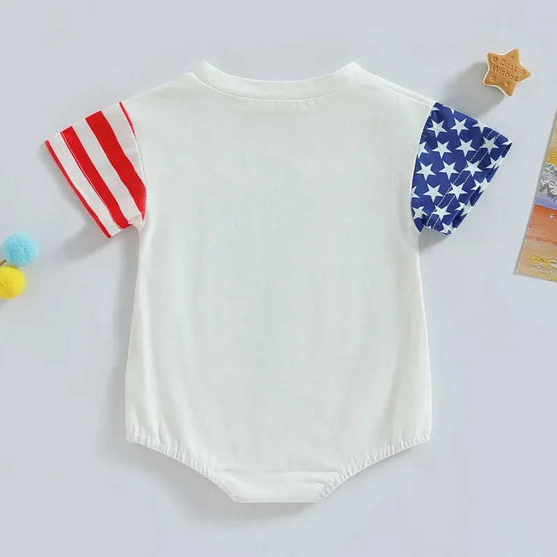 USA Romper for  Baby Girls & Boys, American Flag T-Shirt for Independence Day Party