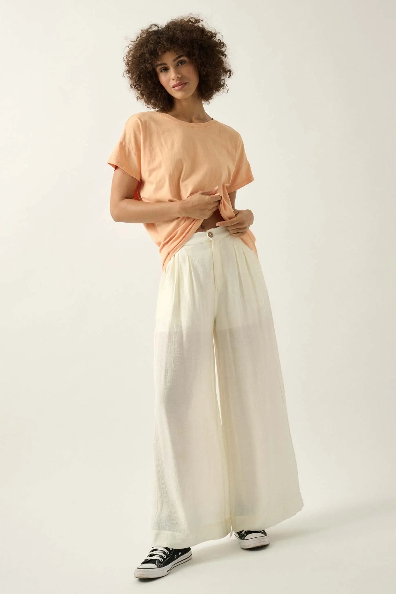 Walk of Life Textured Crepe Wide-Leg Pants