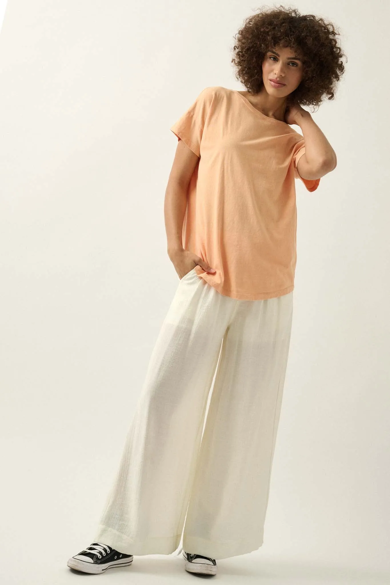 Walk of Life Textured Crepe Wide-Leg Pants