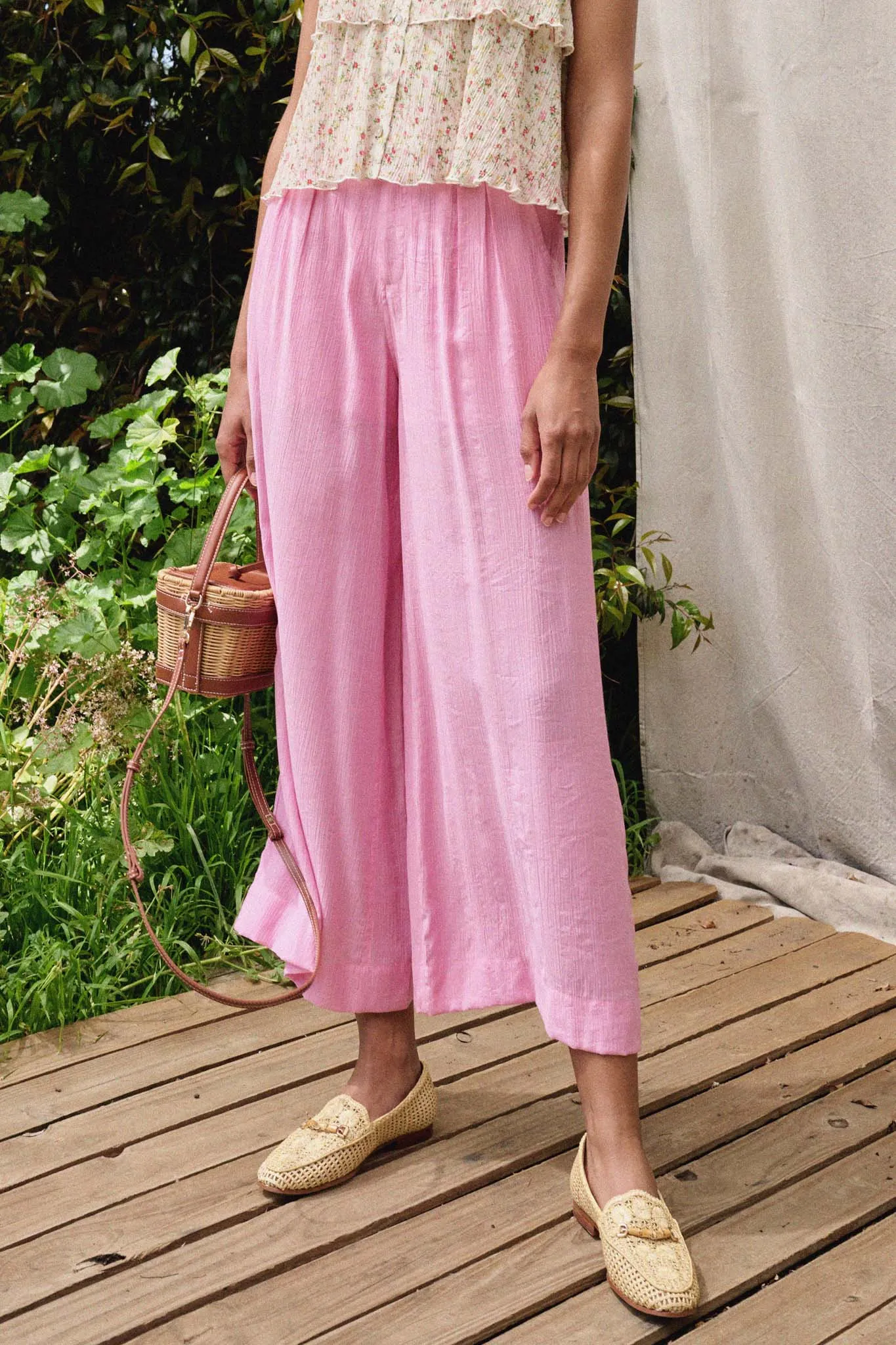 Walk of Life Textured Crepe Wide-Leg Pants