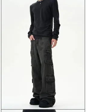 Washed Deconstructed Multi-Pocket Cargo Pants