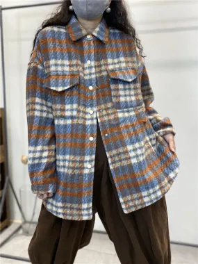 Women Plaid Winter Shirt Jacket