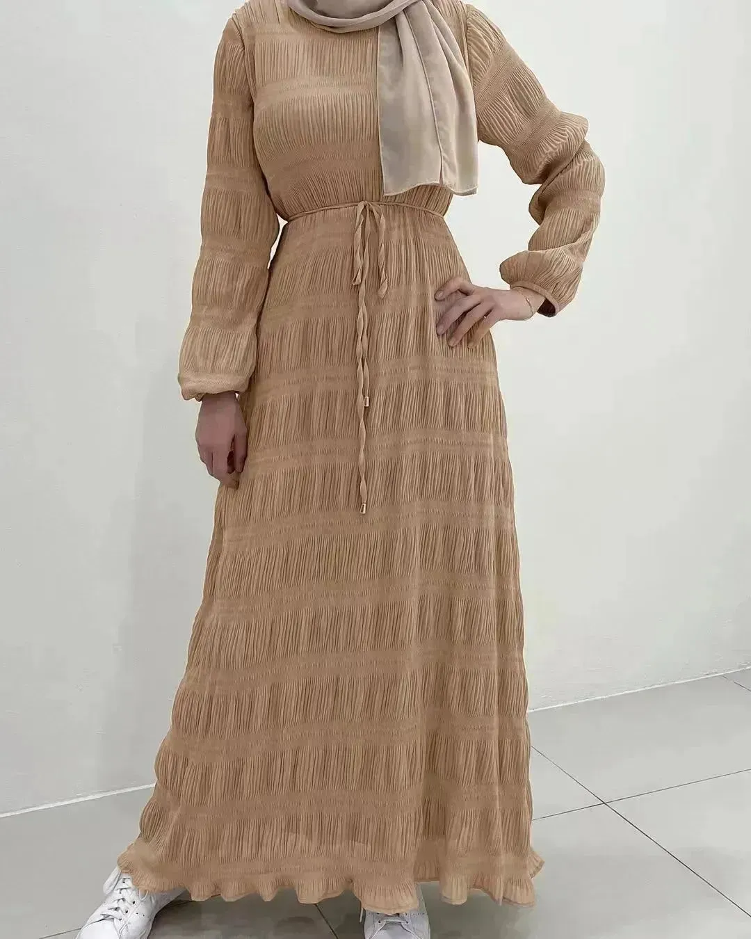 Women's Middle East Fashion Sweet Chiffon Dress Dubai Abaya dress Casual Abaya dress