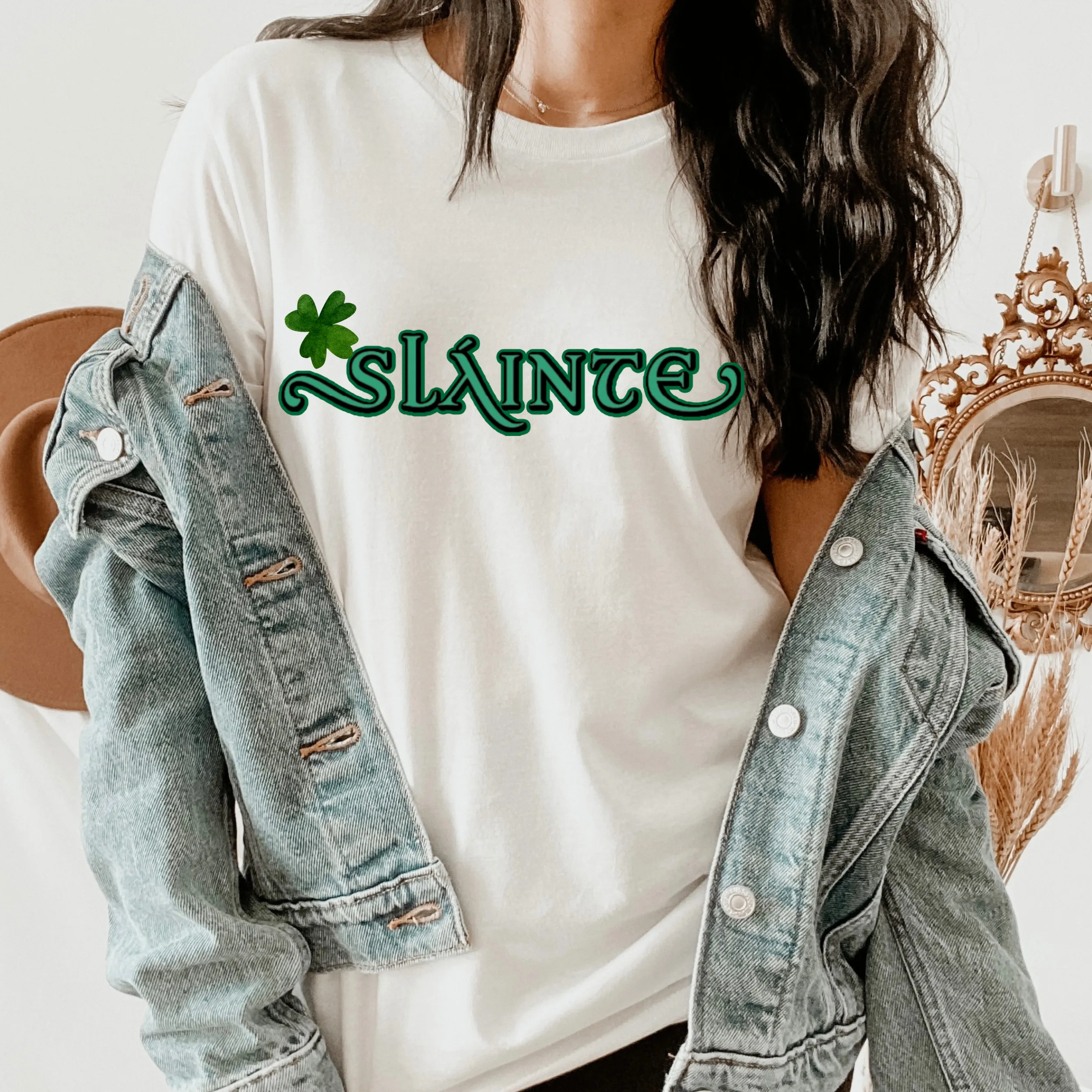 Women's Slainte St. Patrick's Day Crewneck Sweatshirt or T-Shirt Unisex Cozy Gildan Pullover or T-Shirt