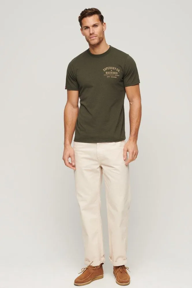 Workwear Flock Graphic T-Shirt | Khaki Marle