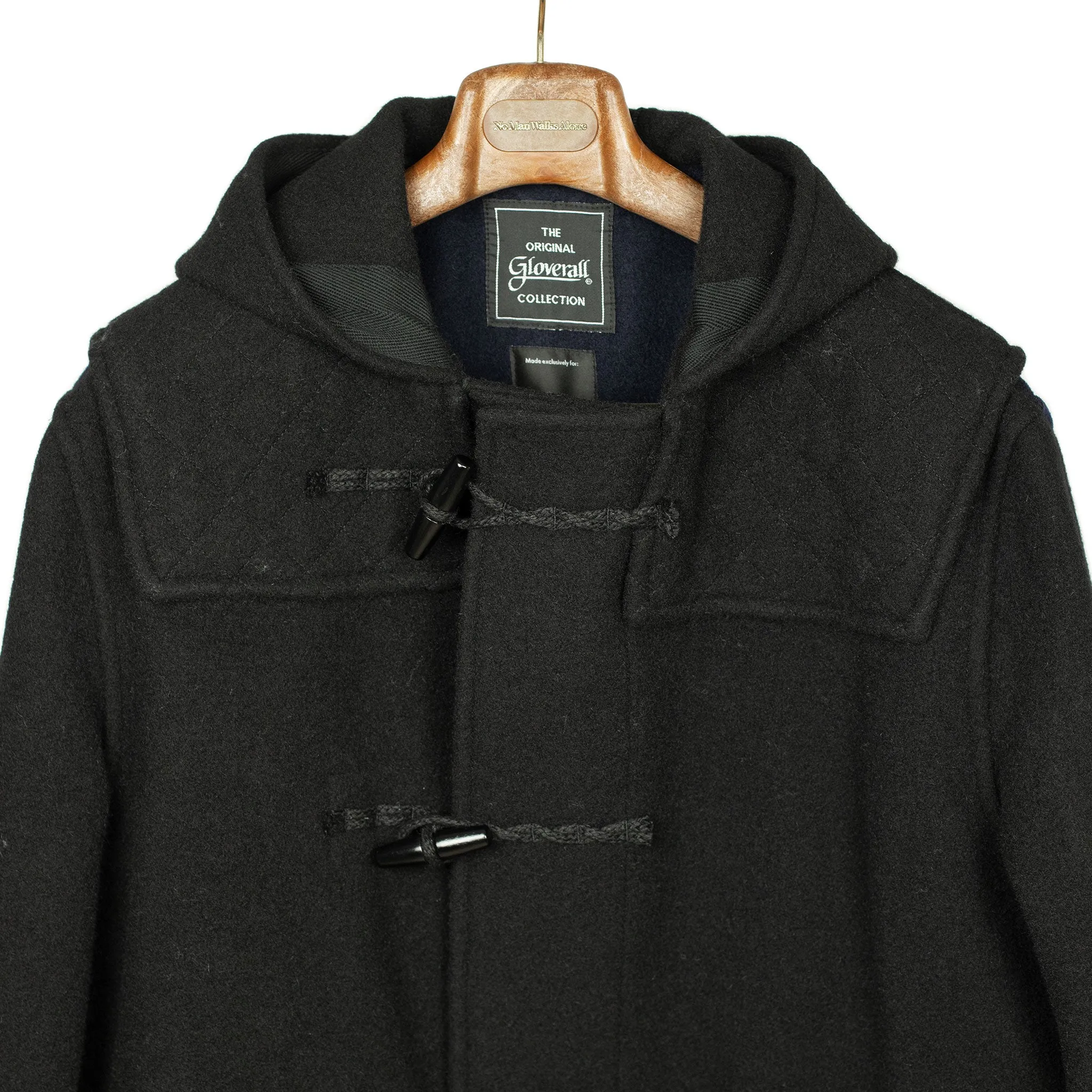 x Gloverall duffle coat in two-tone black and navy wool