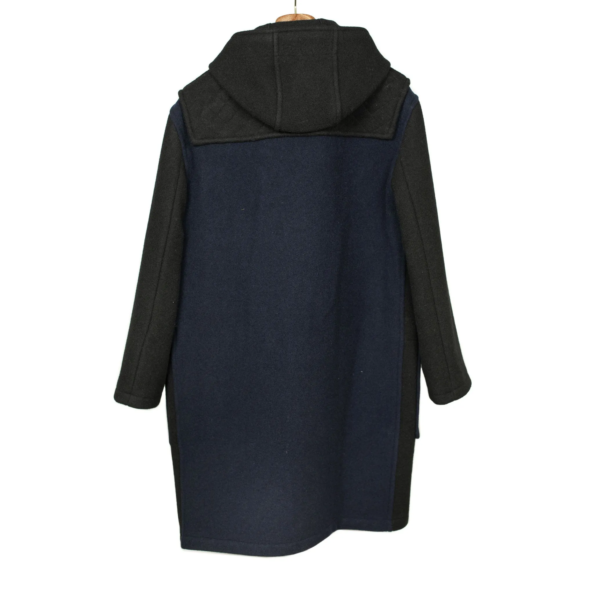 x Gloverall duffle coat in two-tone black and navy wool