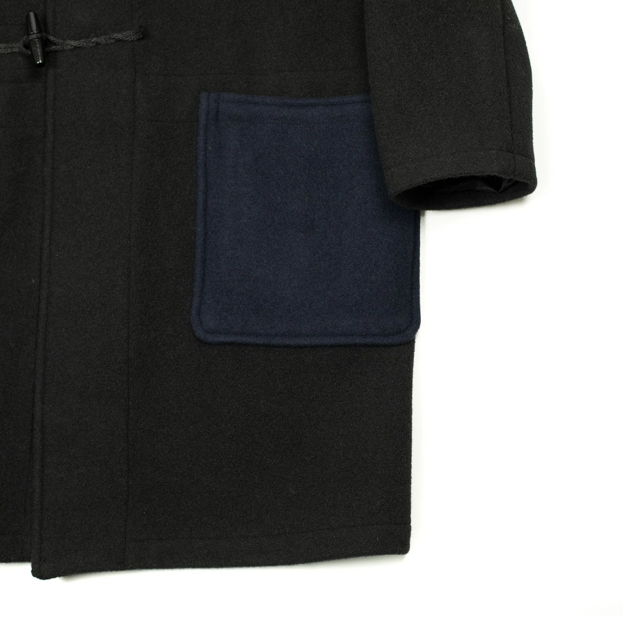 x Gloverall duffle coat in two-tone black and navy wool