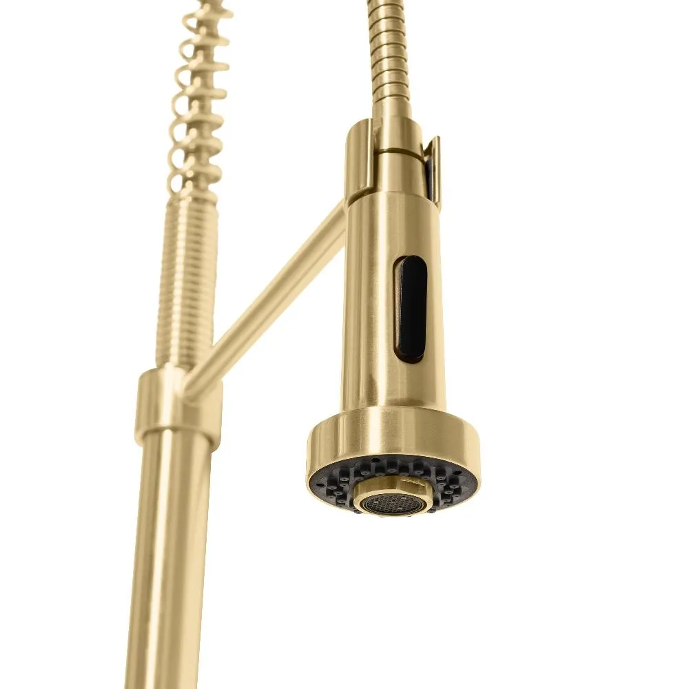 ZLINE Apollo Pull Down Spring Single Handle Kitchen Faucet in Champagne Bronze (APL-KF-CB)