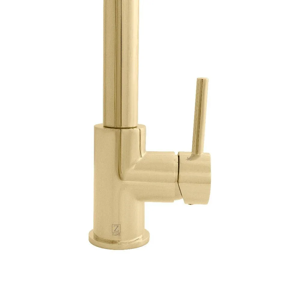 ZLINE Apollo Pull Down Spring Single Handle Kitchen Faucet in Polished Gold (APL-KF-PG)