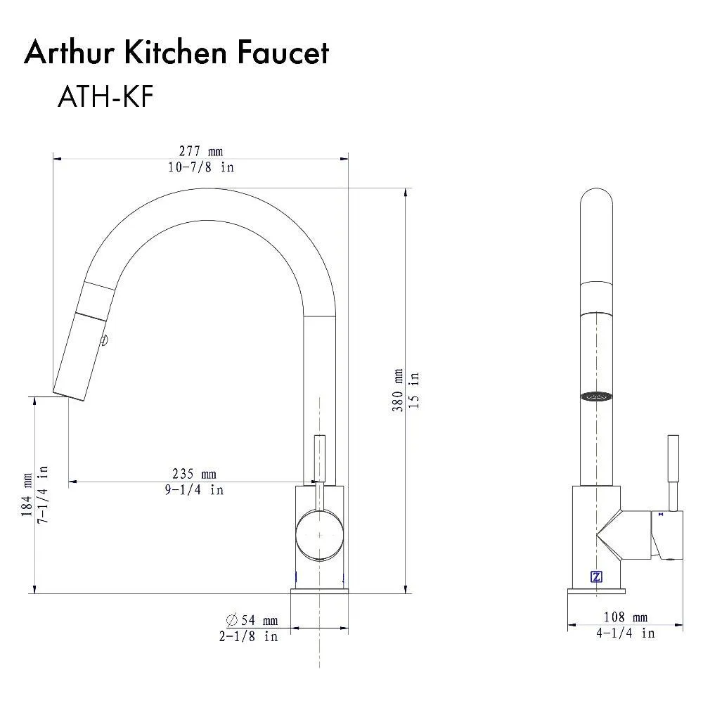 ZLINE Arthur Pull Down Single Handle Kitchen Faucet in Brushed Nickel (ATH-KF-BN)